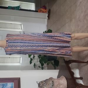 Woolworth L Aztec print sleeveless knee length jersey knit